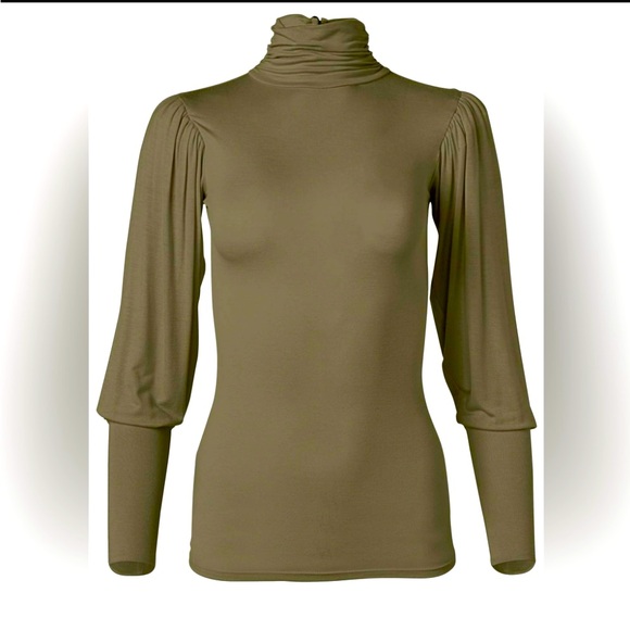 VENUS Turtleneck | Olive | M |Button Neck closure creates Beautiful Keyhole - Picture 5 of 12